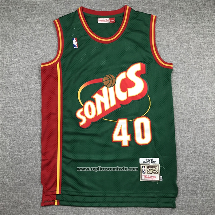 Camiseta Seattle SuperSonics Shawn Kemp #40 Historic Retro Verde2